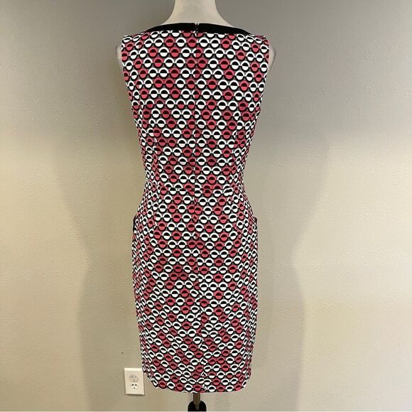 London Times Stylish Black and pink geometric Patterned business Dress - Picture 6 of 13